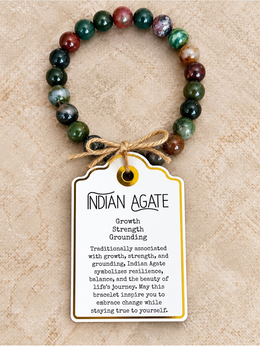 Indian Agate Beaded Stretch Bracelet